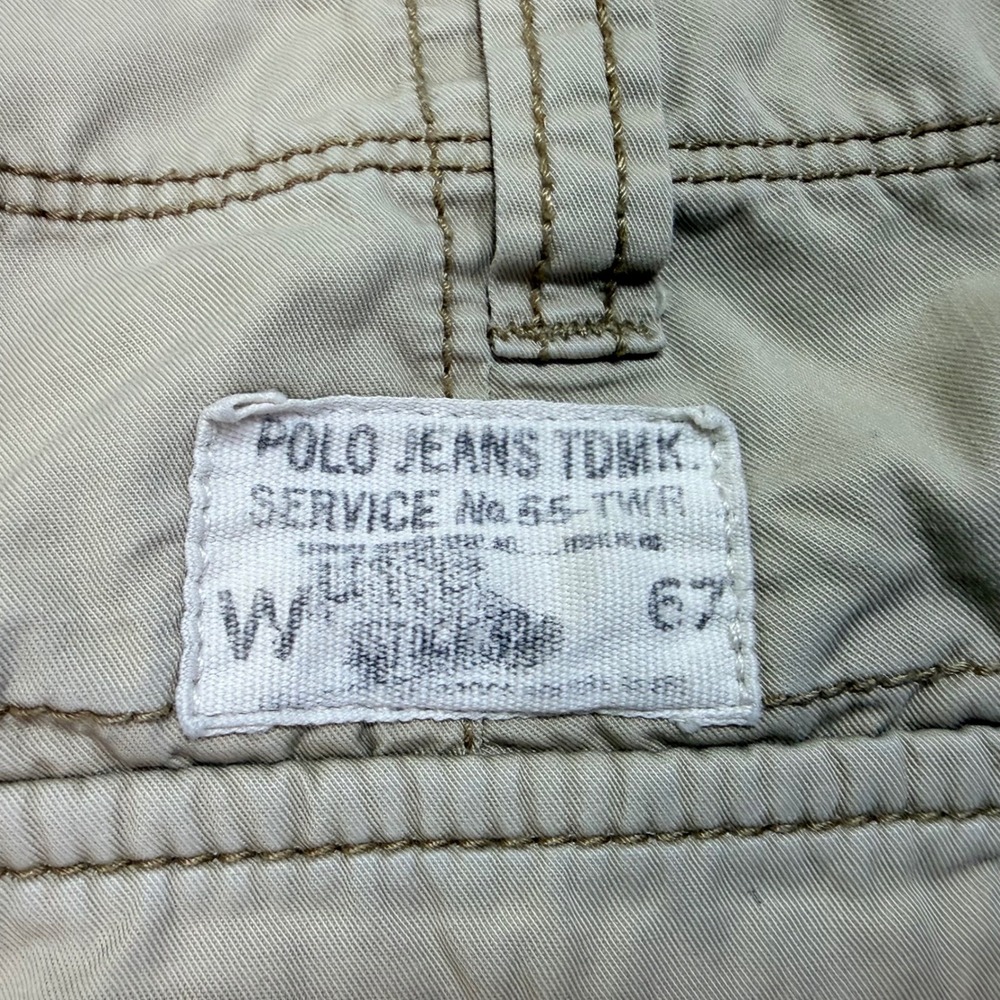 Polo Jeans Company Ralph Lauren Beige Cotton Cargo Shorts Men's Size 36 Y2K - Picture 5 of 7